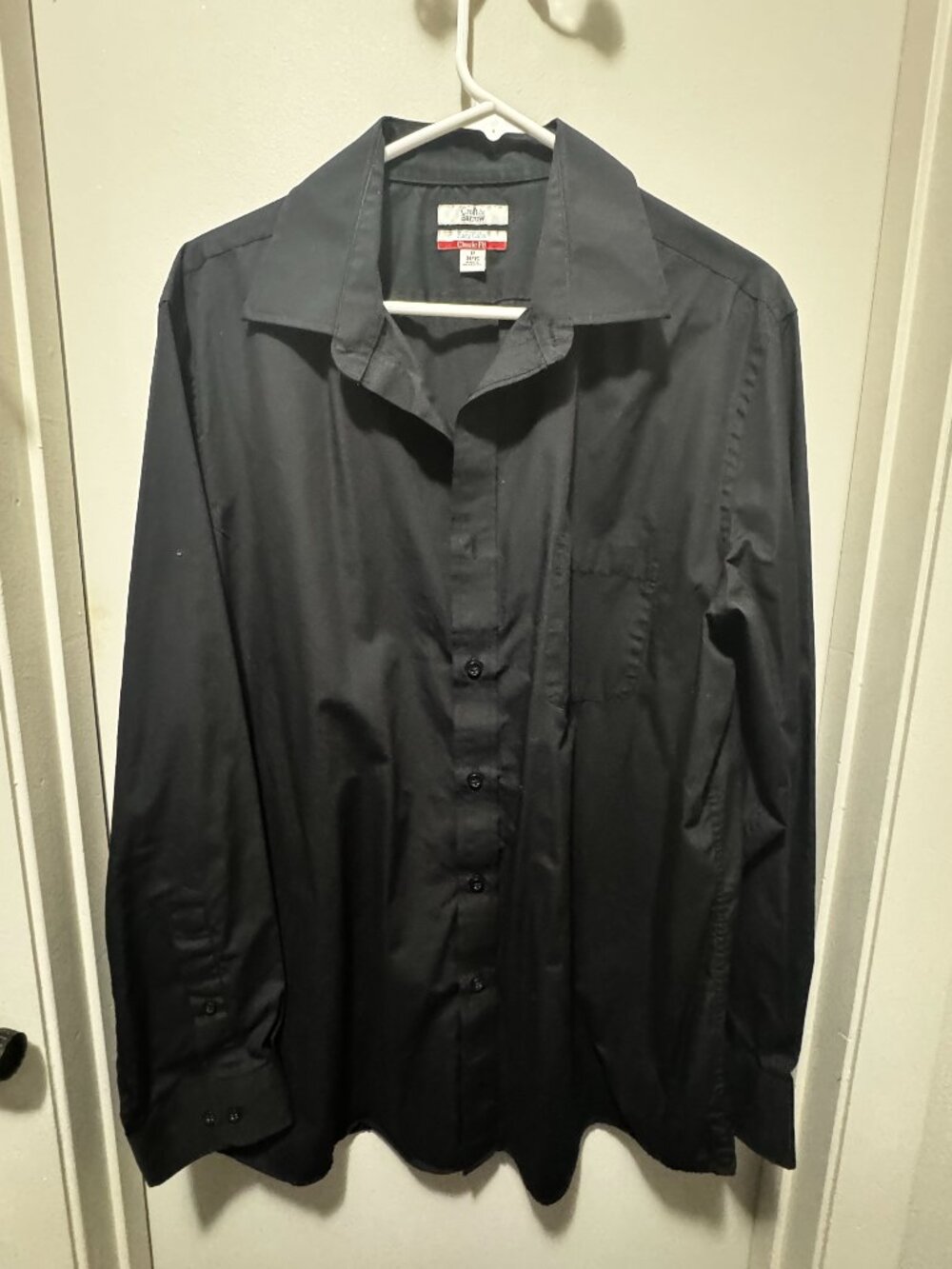 Croft & Barrow Classic Easy Care Black Button Shirt Mens 17, 34-35